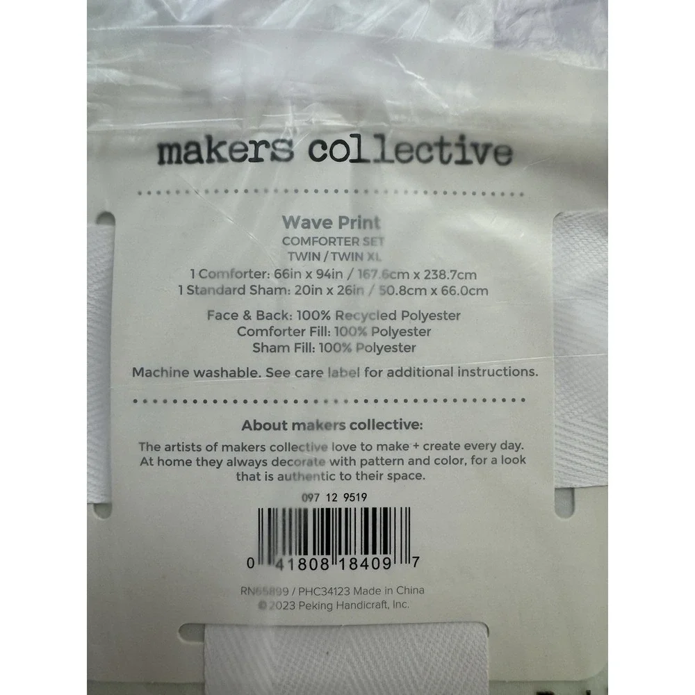 Twin/Twin XL Pastel Wave Swirl Print Comforter & Sham Set - Makers Collective